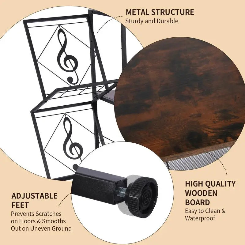 Stolek pod gramofon s úložným prostorem na vinylové desky – 69,85 x 30 x 82,55 cm