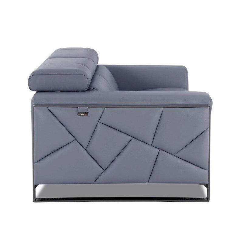 75 Inch Light Blue and Black Italian Leather Loveseat