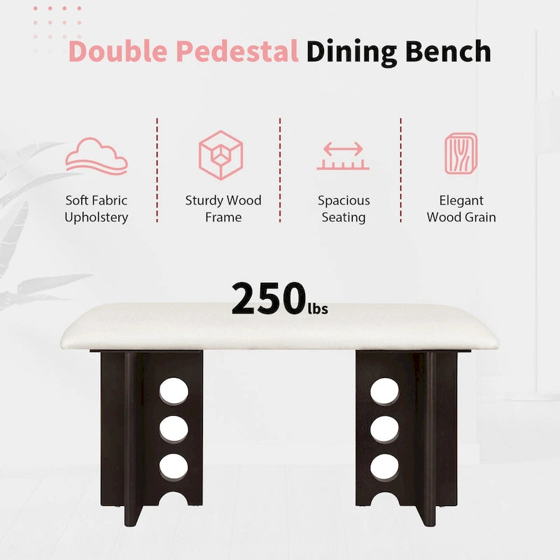 Moderní 6dílná jídelní sestava s dvojitým podstavcem se 4 židlemi a 1 lavicí