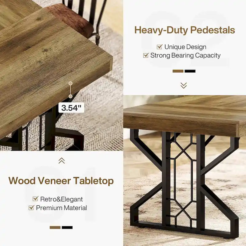 63-Inch Rectangle Dining Table for 6 People
