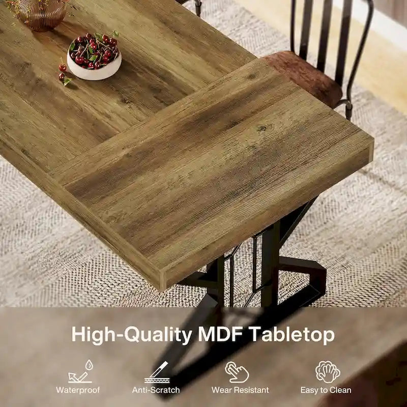 63-Inch Rectangle Dining Table for 6 People