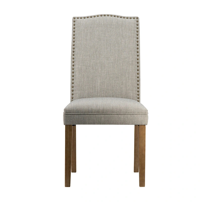 Arched Back With Nail Head Wooden Dining Chairs 39.5 Gray Brown 2Ct