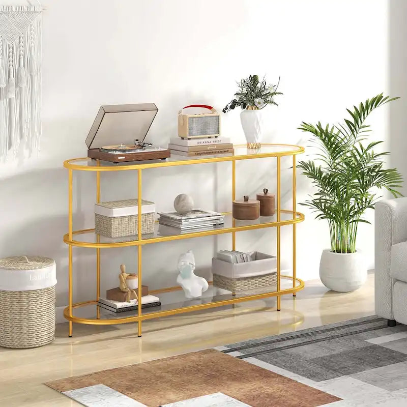 3-Tier TV Stand for TVs up to 65 Inch with Tempered Glass Shelves