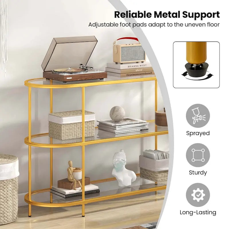 3-Tier TV Stand for TVs up to 65 Inch with Tempered Glass Shelves