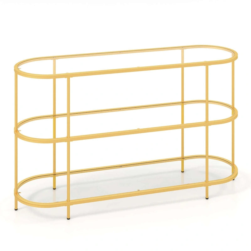 3-Tier TV Stand for TVs up to 65 Inch with Tempered Glass Shelves