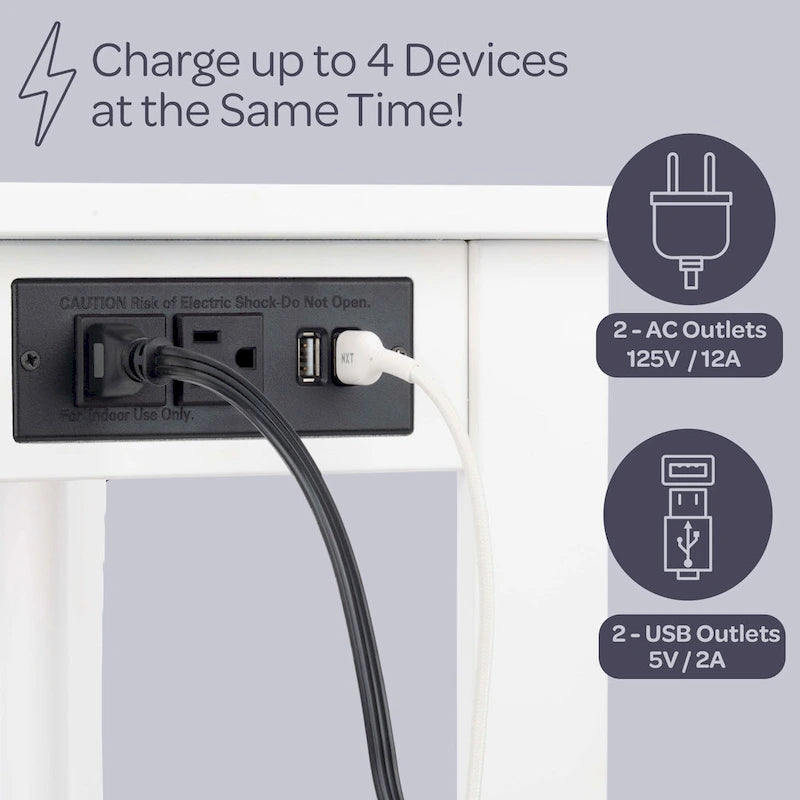 Narrow Side Table with Charging Station and Storage Shelf