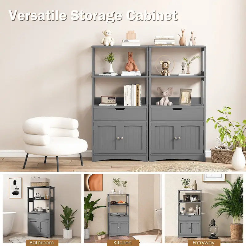 Bathroom Storage Cabinet with Drawer, Shelf and Cupboard