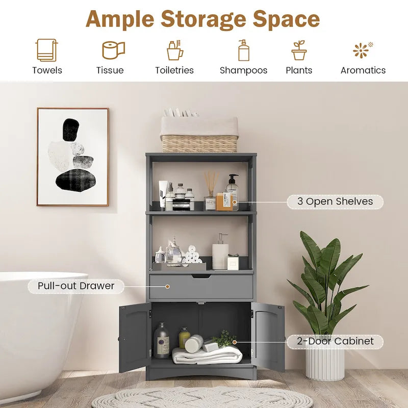 Bathroom Storage Cabinet with Drawer, Shelf and Cupboard