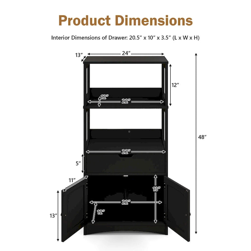 Bathroom Storage Cabinet with Drawer, Shelf and Cupboard