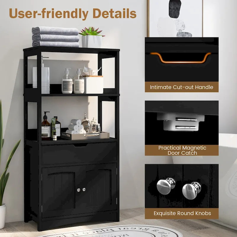 Bathroom Storage Cabinet with Drawer, Shelf and Cupboard