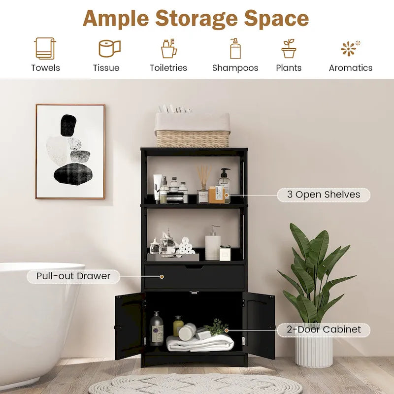 Bathroom Storage Cabinet with Drawer, Shelf and Cupboard