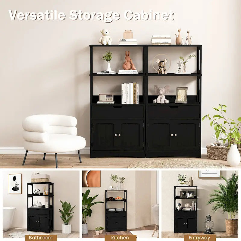 Bathroom Storage Cabinet with Drawer, Shelf and Cupboard