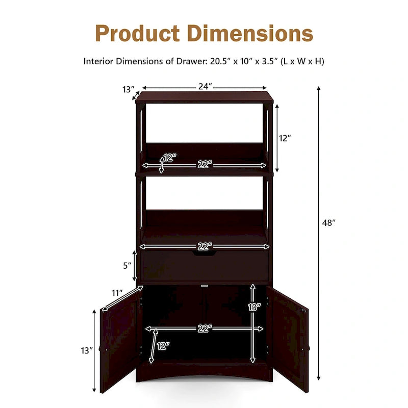 Bathroom Storage Cabinet with Drawer, Shelf and Cupboard