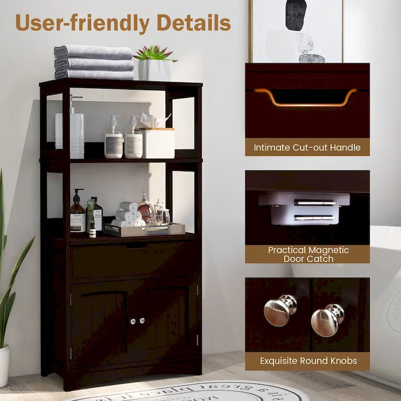 Bathroom Storage Cabinet with Drawer, Shelf and Cupboard