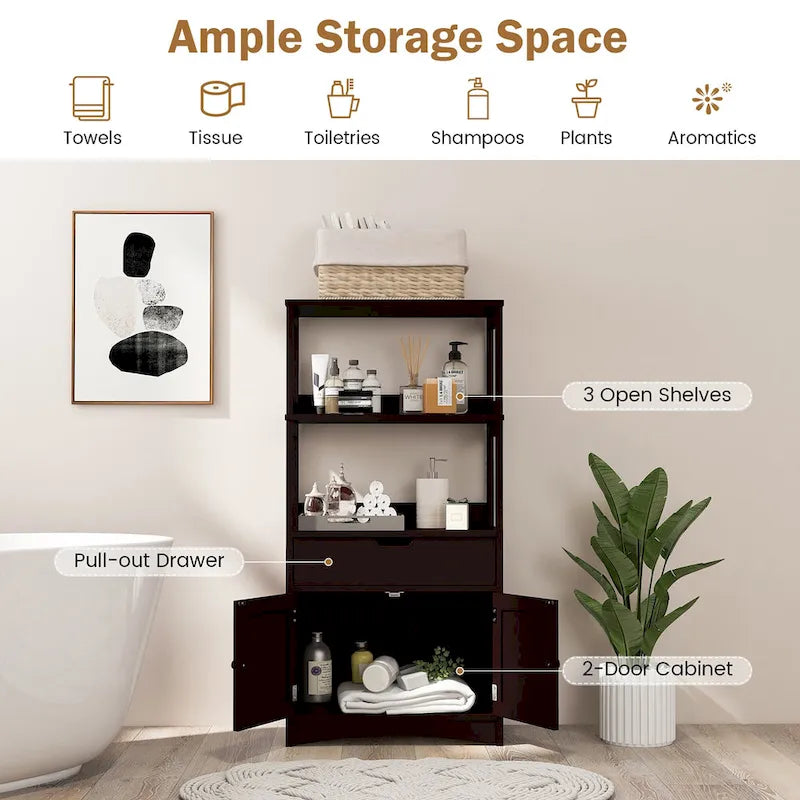 Bathroom Storage Cabinet with Drawer, Shelf and Cupboard