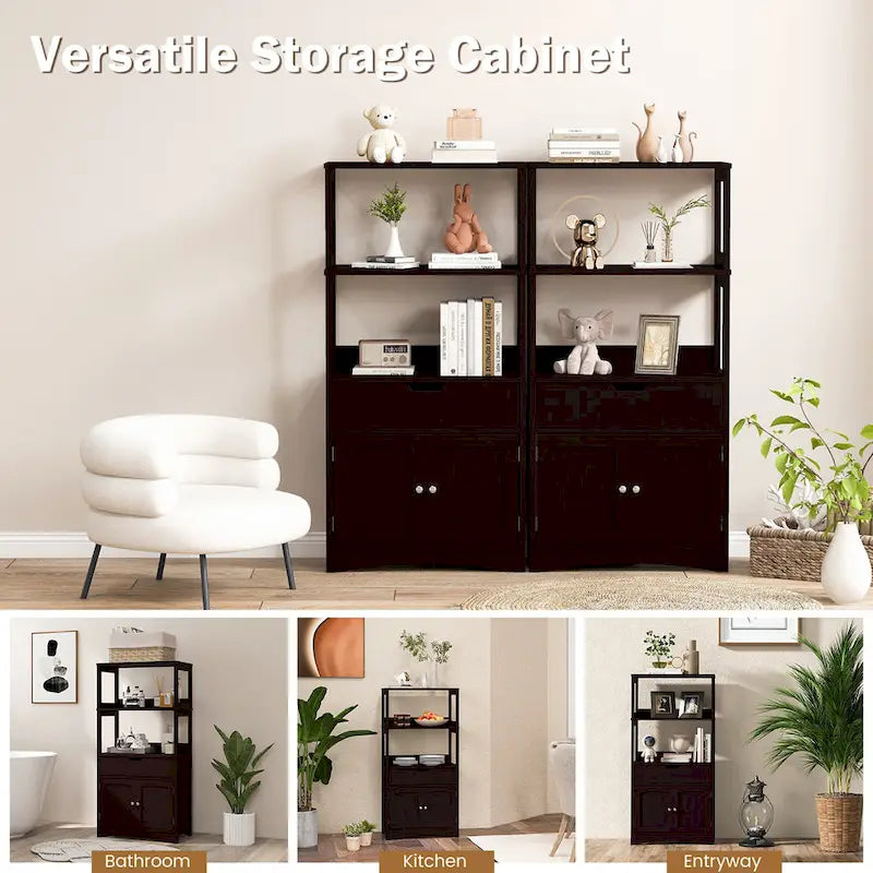 Bathroom Storage Cabinet with Drawer, Shelf and Cupboard