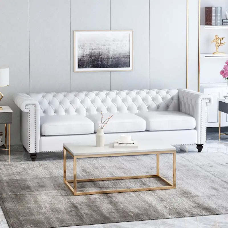Chesterfield 3-Seater Sofa with Button Tufting and Nailheads
