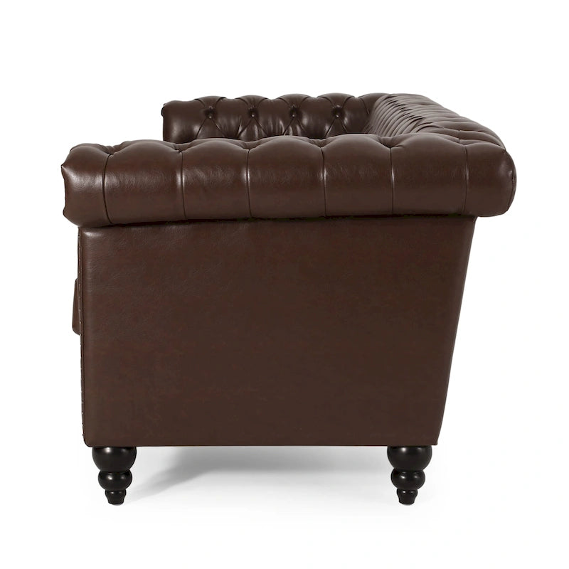 Chesterfield 3-Seater Sofa with Button Tufting and Nailheads