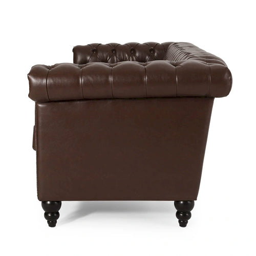 3-Seater Sofa with Button Tufting and Nailheads