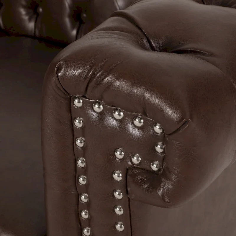 Chesterfield 3-Seater Sofa with Button Tufting and Nailheads