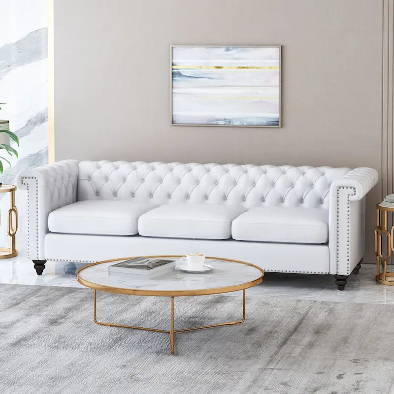 Chesterfield 3-Seater Sofa with Button Tufting and Nailheads
