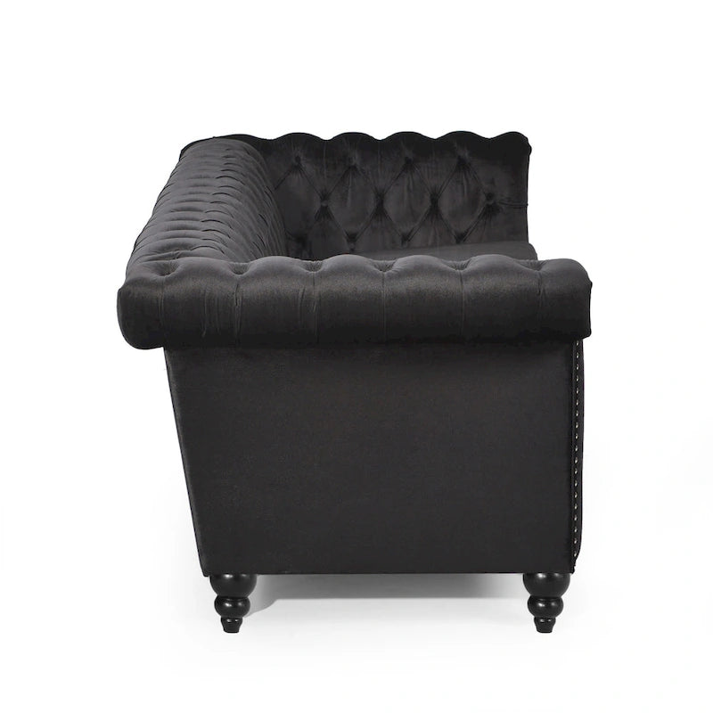 Chesterfield 3-Seater Sofa with Button Tufting and Nailheads
