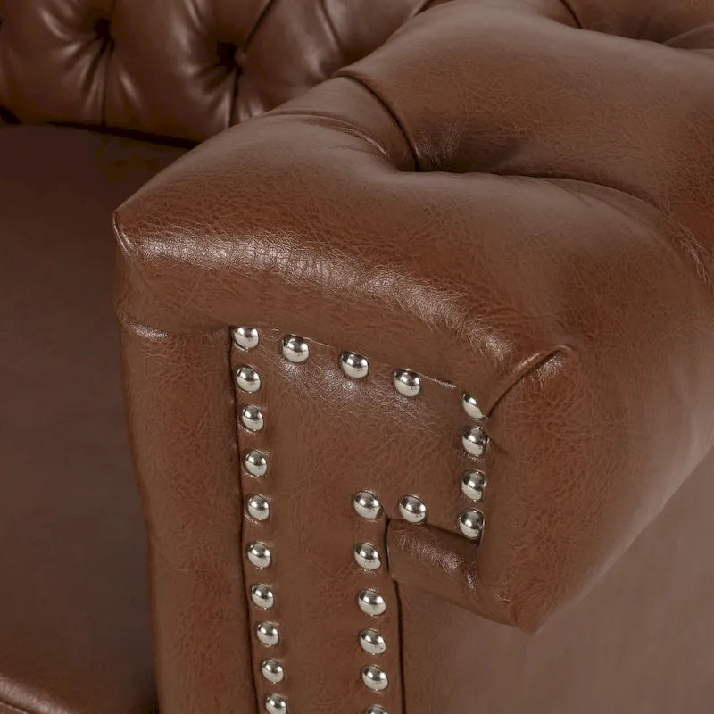 Chesterfield 3-Seater Sofa with Button Tufting and Nailheads