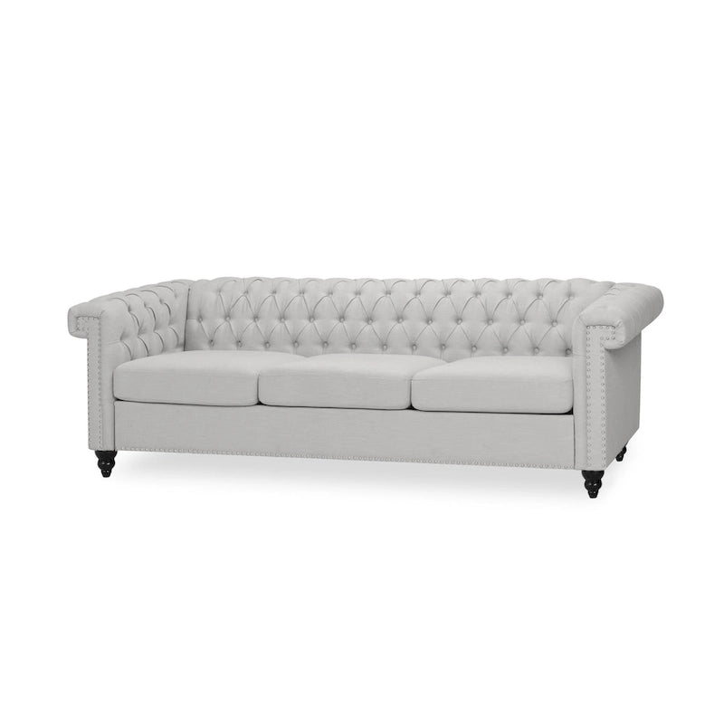 Chesterfield 3-Seater Sofa with Button Tufting and Nailheads