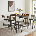 Rustic Style 7-Piece Bar Table and Chairs Set with PU Leather Stools