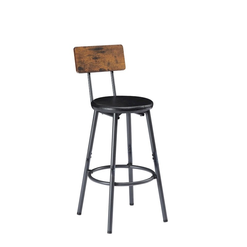 Rustic Style 7-Piece Bar Table and Chairs Set with PU Leather Stools