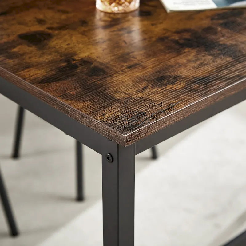 Rustic Style 7-Piece Bar Table and Chairs Set with PU Leather Stools