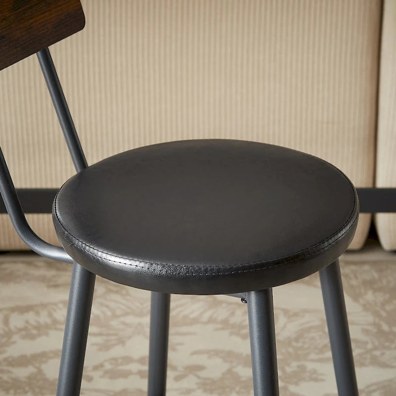 Rustic Style 7-Piece Bar Table and Chairs Set with PU Leather Stools
