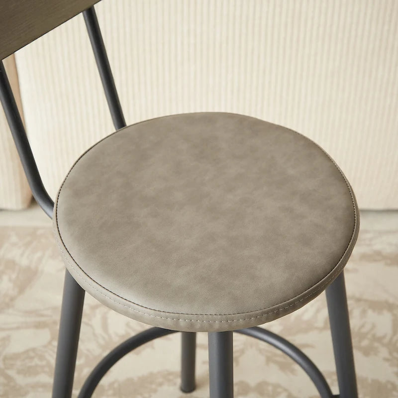 Rustic Style 7-Piece Bar Table and Chairs Set with PU Leather Stools