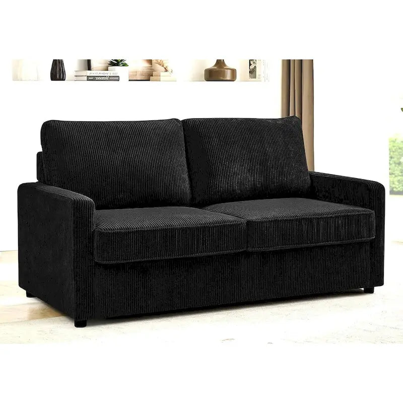 Corduroy 70 Inch Square Arms Sofa Bed