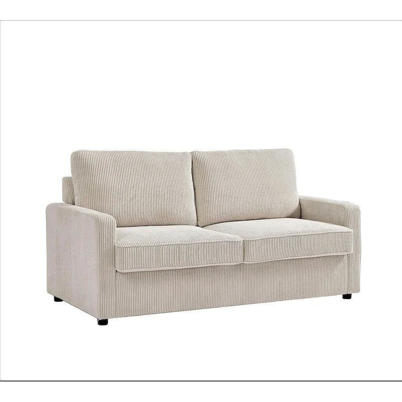 Corduroy 70 Inch Square Arms Sofa Bed