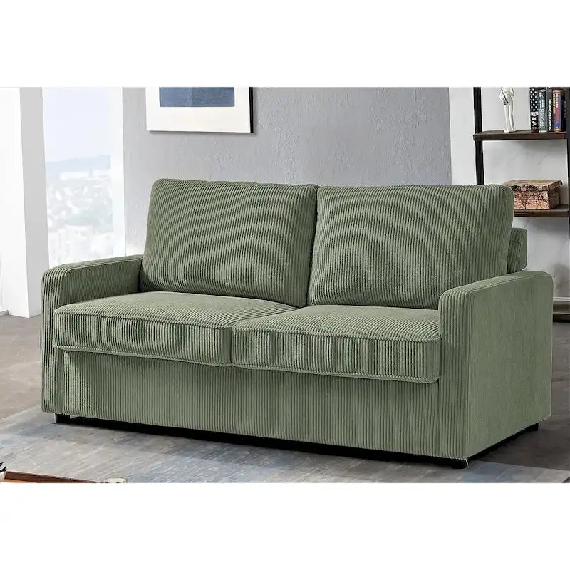 Corduroy 70 Inch Square Arms Sofa Bed