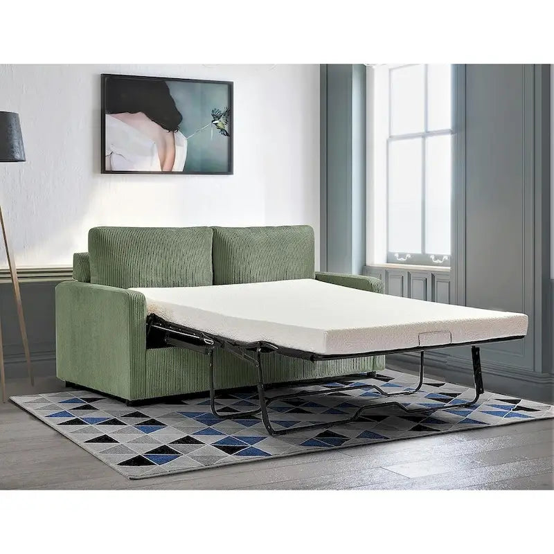 Corduroy 70 Inch Square Arms Sofa Bed