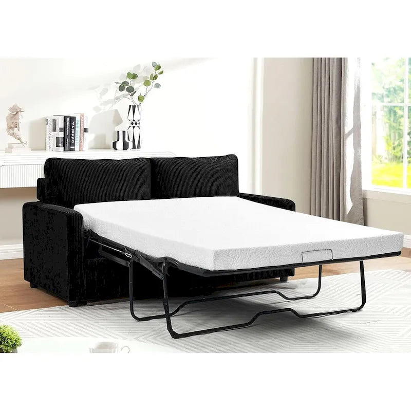 Corduroy 70 Inch Square Arms Sofa Bed