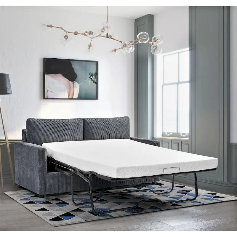 Corduroy 70 Inch Square Arms Sofa Bed