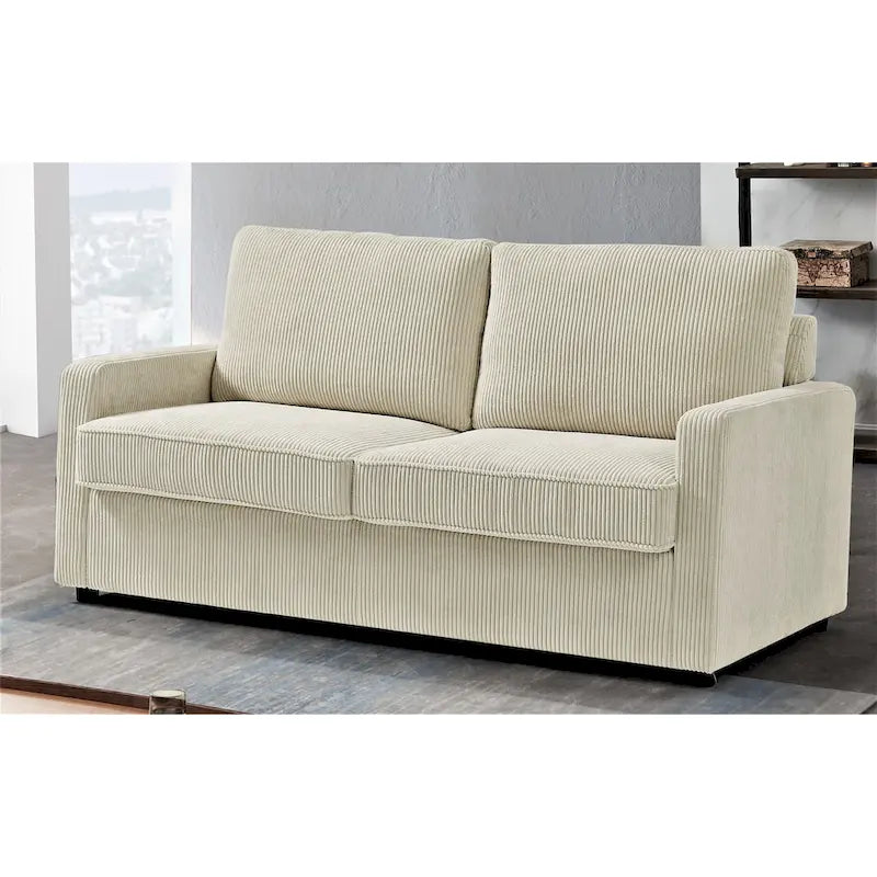 Corduroy 70 Inch Square Arms Sofa Bed