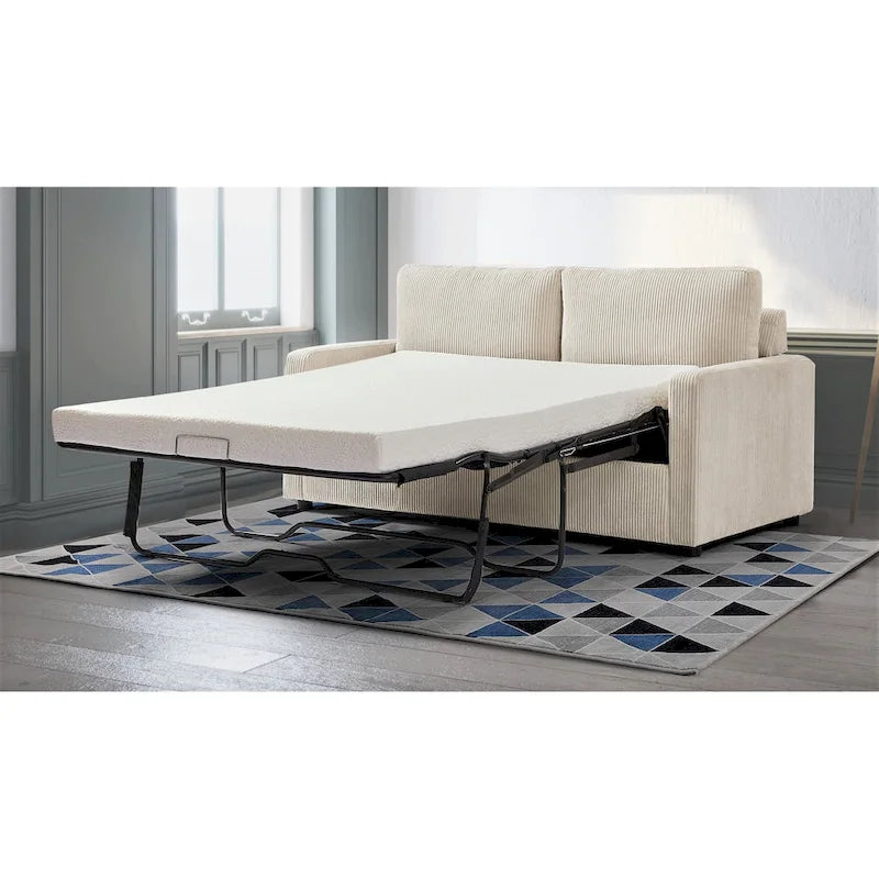 Corduroy 70 Inch Square Arms Sofa Bed