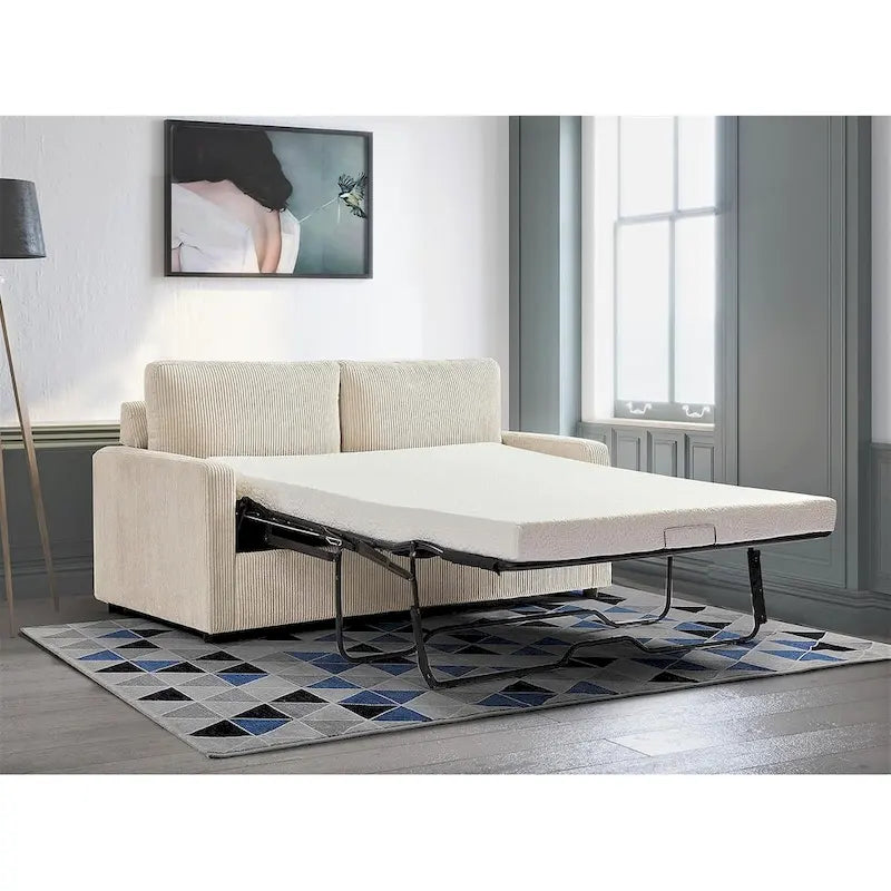 Corduroy 70 Inch Square Arms Sofa Bed