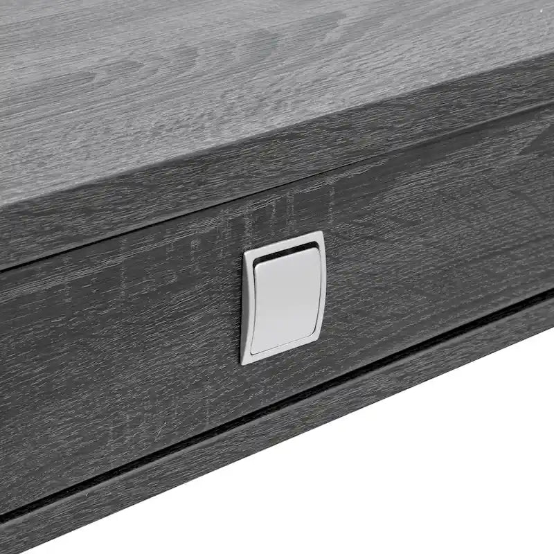 Modern Gray Flared Storage End Table with Drawer and Open Shelf