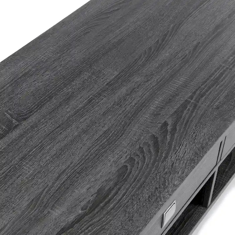 Modern Gray Flared Storage End Table with Drawer and Open Shelf