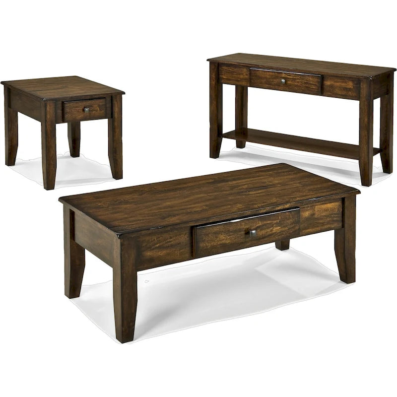 49 Inch Mango Wood Console Table with Drawer and Shelf, Raisin Finish