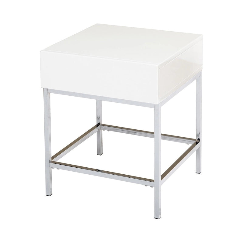 White High-Gloss Metal End Table