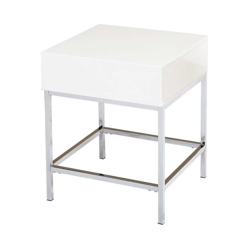 White High-Gloss Metal End Table