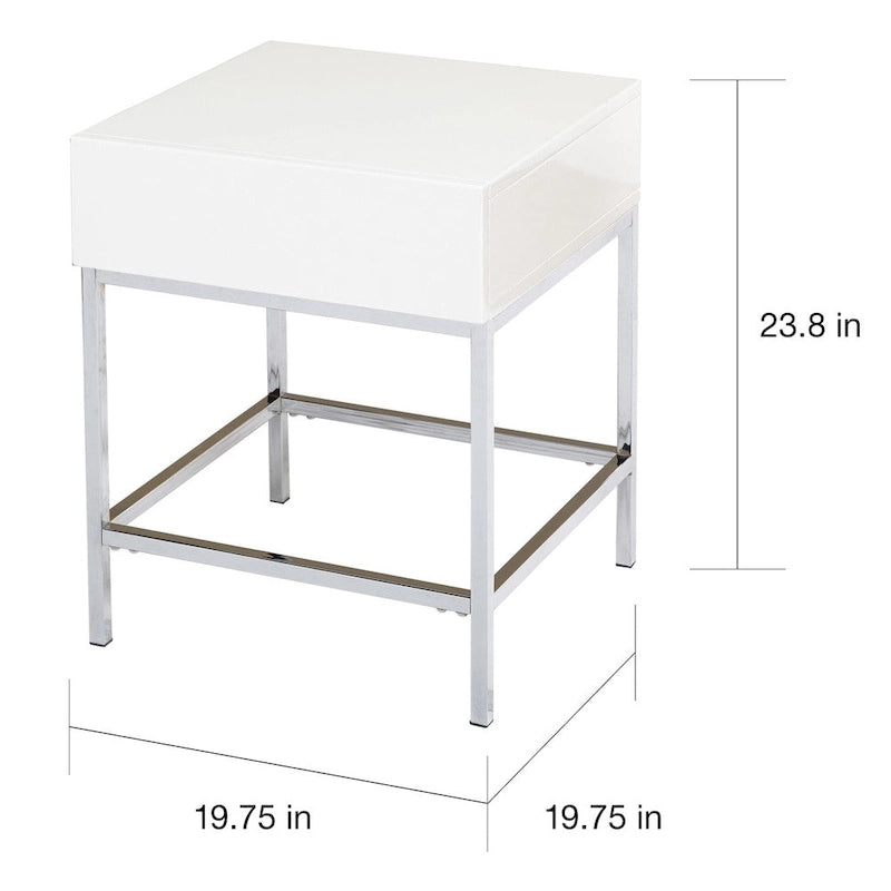White High-Gloss Metal End Table