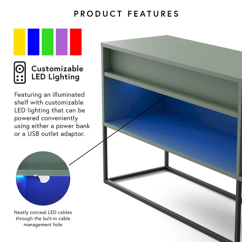 Modern 60-Inch LED TV Stand with Drawer and Metal Legs, 16 Colors