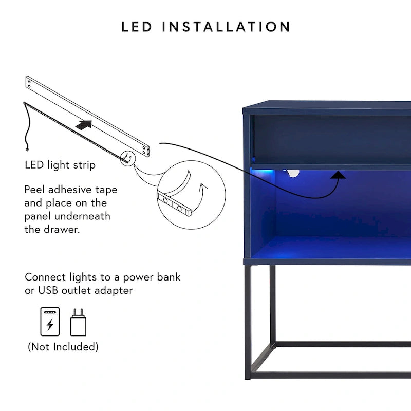 Moderní 60palcový LED TV stolek se zásuvkou a kovovými nohami, 16 barev
